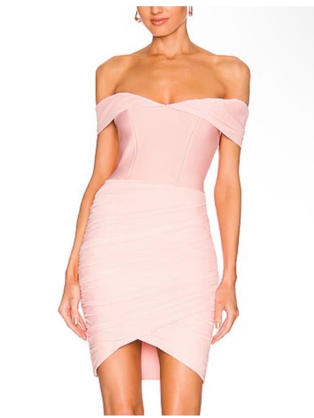 Elliatt Praise blush off shoulder ruched dress XS